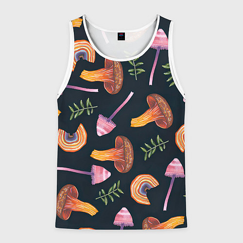 Мужская майка без рукавов Goblincore - болотные грибы / 3D-Белый – фото 1