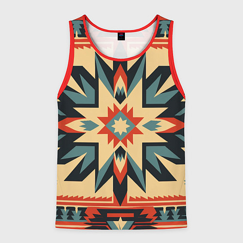 Мужская майка без рукавов Орнамент в стиле американских индейцев / 3D-Красный – фото 1