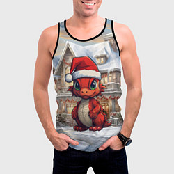 Майка-безрукавка мужская Красный маленький дракон 2024, цвет: 3D-черный — фото 2