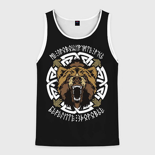 Мужская майка без рукавов Грозная русь / 3D-Белый – фото 1