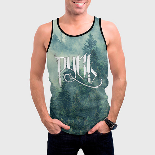 Мужская майка без рукавов Русь - славянский лес / 3D-Черный – фото 3