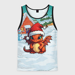 Мужская майка без рукавов Дракоша в новогоднем дворике