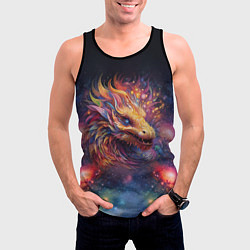 Майка-безрукавка мужская Космический дракон - символ года, цвет: 3D-черный — фото 2