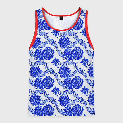 Мужская майка без рукавов Гжель классика / 3D-Красный – фото 1