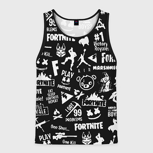 Мужская майка без рукавов Fortnite alllogo black / 3D-Черный – фото 1