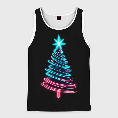 Мужская майка без рукавов Неоновая ёлка / 3D-Белый – фото 1