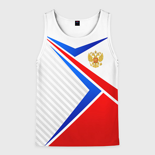 Мужская майка без рукавов Герб РФ - классические цвета флага / 3D-Белый – фото 1