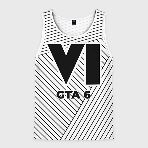 Мужская майка без рукавов Символ GTA 6 на светлом фоне с полосами / 3D-Белый – фото 1