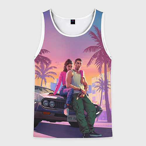 Мужская майка без рукавов Люсия с парнем gta 6 / 3D-Белый – фото 1
