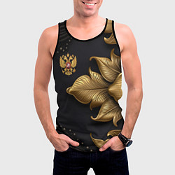 Майка-безрукавка мужская Золотой герб России, цвет: 3D-черный — фото 2