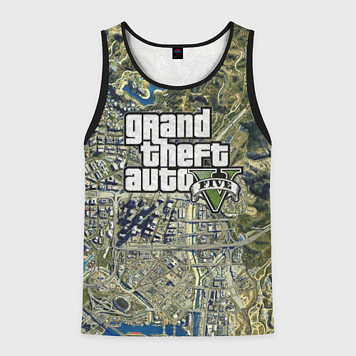 Мужская майка без рукавов GTA 5 карта / 3D-Черный – фото 1
