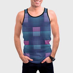 Майка-безрукавка мужская Фиолетовые квадраты, цвет: 3D-черный — фото 2
