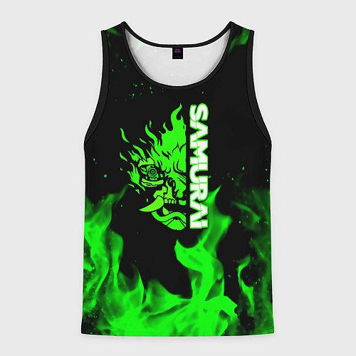 Мужская майка без рукавов Samurai green fire toxic / 3D-Черный – фото 1