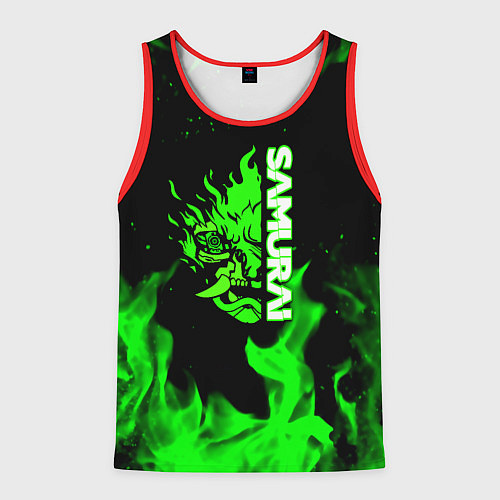 Мужская майка без рукавов Samurai green fire toxic / 3D-Красный – фото 1