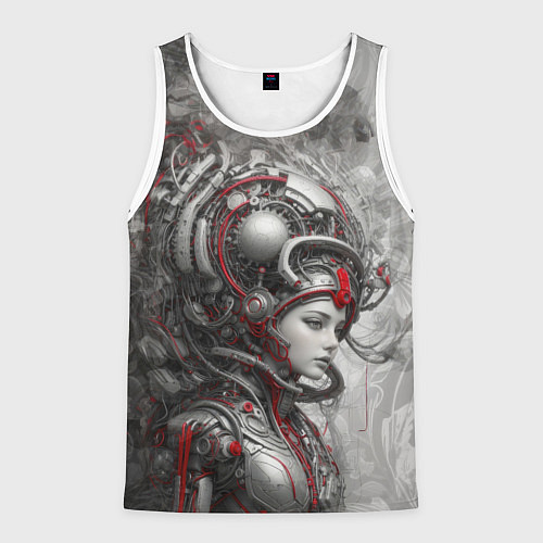 Мужская майка без рукавов Кибернетический андроид / 3D-Белый – фото 1