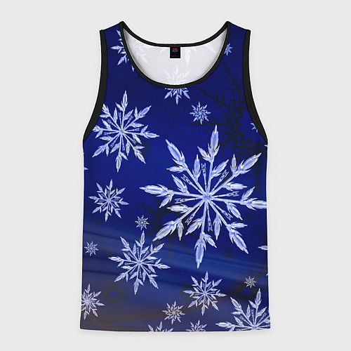 Мужская майка без рукавов Зима и снежинки / 3D-Черный – фото 1