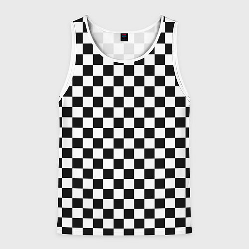 Мужская майка без рукавов Шахматное поле чёрно-белый / 3D-Белый – фото 1