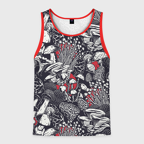 Мужская майка без рукавов Разные грибы / 3D-Красный – фото 1