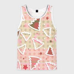 Мужская майка без рукавов Розовые узоры ёлки