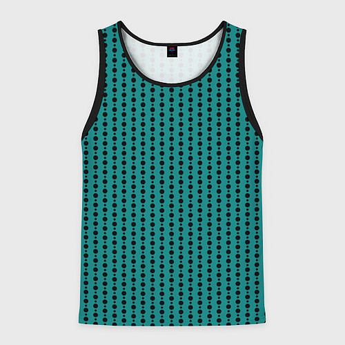 Мужская майка без рукавов Паттерн кружочки на зелёном / 3D-Черный – фото 1