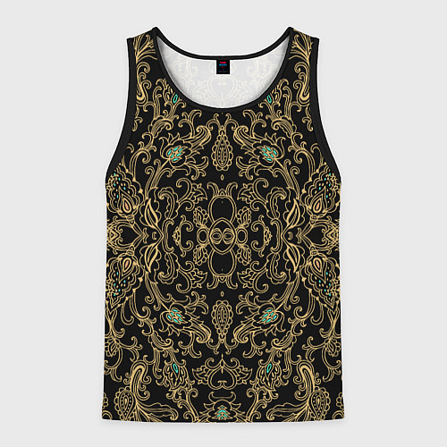 Мужская майка без рукавов Славянский этнический орнамент с позолотой / 3D-Черный – фото 1