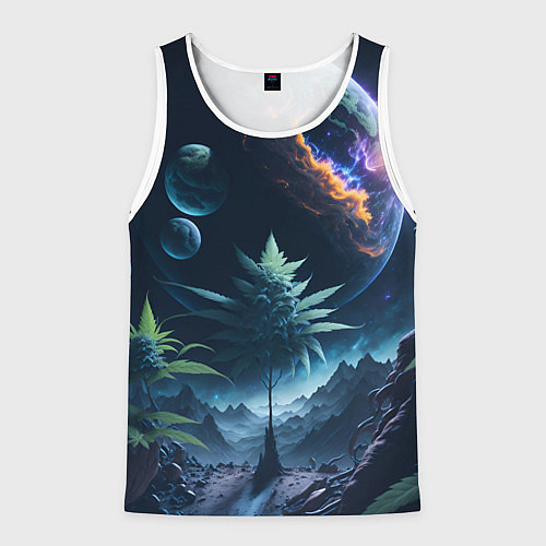 Мужская майка без рукавов Вид на землю с другой планеты / 3D-Белый – фото 1