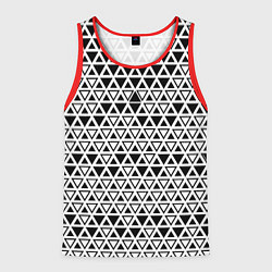 Майка-безрукавка мужская Треугольники чёрные и белые, цвет: 3D-красный