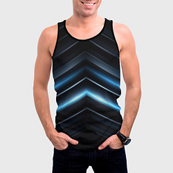 Майка-безрукавка мужская Синий неоновый яркий свет на черном абстрактном фо, цвет: 3D-черный — фото 2