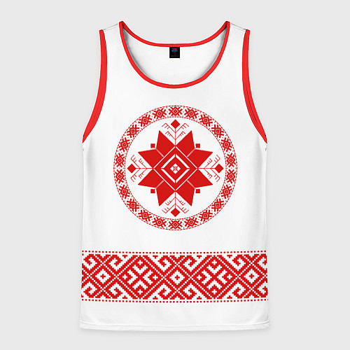 Мужская майка без рукавов Вышиванка с обережной символикой / 3D-Красный – фото 1