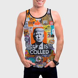 Майка-безрукавка мужская Donald Trump - american сollage, цвет: 3D-черный — фото 2