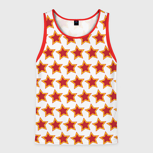 Мужская майка без рукавов Красные звезды с контуром / 3D-Красный – фото 1