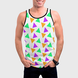 Майка-безрукавка мужская Яркие треугольники, цвет: 3D-черный — фото 2