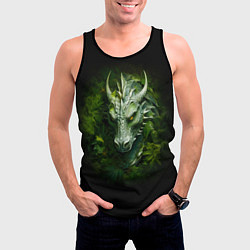 Майка-безрукавка мужская Зеленый древесный дракон в зарослях, цвет: 3D-черный — фото 2