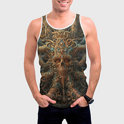 Майка-безрукавка мужская Череп с щупальцами осьминога, цвет: 3D-белый — фото 2