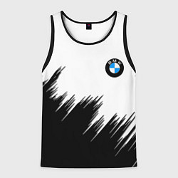 Майка-безрукавка мужская BMW чёрные штрихи текстура, цвет: 3D-черный