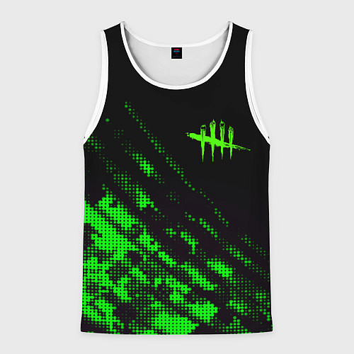 Мужская майка без рукавов Dead by daylight green neon / 3D-Белый – фото 1