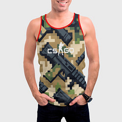 Майка-безрукавка мужская Counter Strike - pixel military pattern, цвет: 3D-красный — фото 2