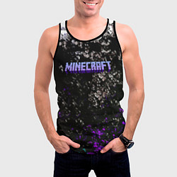 Майка-безрукавка мужская Minecraft брызги красок неон, цвет: 3D-черный — фото 2