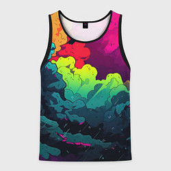 Майка-безрукавка мужская Кислотная яркая абстракция, цвет: 3D-черный