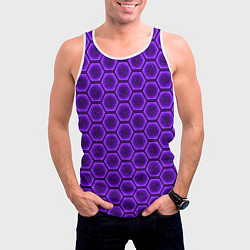 Майка-безрукавка мужская Энергетический щит - фиолетовый, цвет: 3D-белый — фото 2