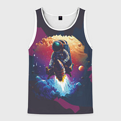 Мужская майка без рукавов Космонавт на ракете в галактике