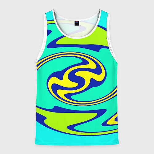 Мужская майка без рукавов Скрученные неоновые линии / 3D-Белый – фото 1