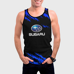 Майка-безрукавка мужская Subaru текстура авто, цвет: 3D-черный — фото 2