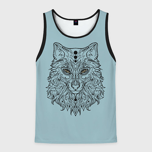Мужская майка без рукавов Волчица серо-голубой / 3D-Черный – фото 1