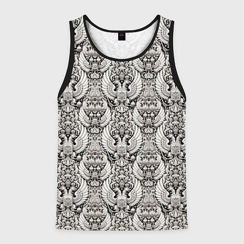Мужская майка без рукавов Греб России черный и белый паттерн / 3D-Черный – фото 1