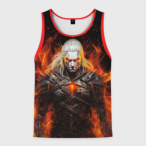 Мужская майка без рукавов Ведьмак и пламя / 3D-Красный – фото 1