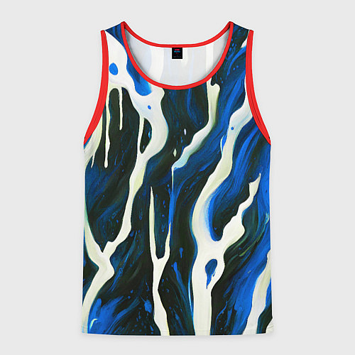 Мужская майка без рукавов Текучая краска белая и синяя / 3D-Красный – фото 1
