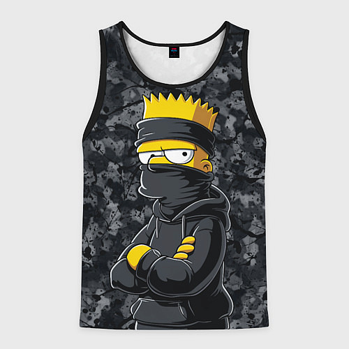 Мужская майка без рукавов Барт в бандане как ниндзя / 3D-Черный – фото 1