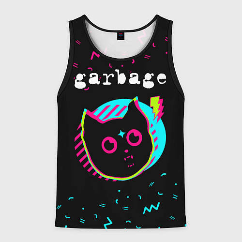 Мужская майка без рукавов Garbage - rock star cat / 3D-Черный – фото 1