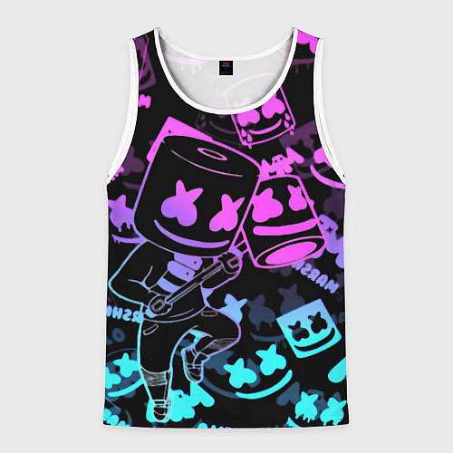 Мужская майка без рукавов Marshmello neon pattern / 3D-Белый – фото 1